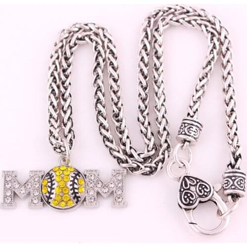 Baseball collares pave crystal heart charm necklace by Sports retail center