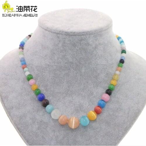 New Natural Stone 6-14mm Necklace Cats Eye Opal Gems Accessories Woman Gift Christmas Wedding Jewelry Collares Wholesale Price