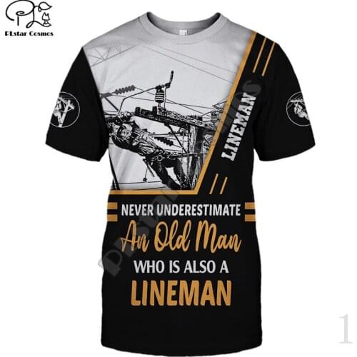 PLstar Cosmos NewFashion 3DPrint Lineman Arborist Job Art Worker Unisex Men/Women Harajuku Streetwear Funny Short Sleeve T-shirt