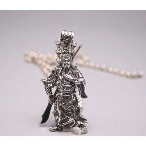 Pure 925 Sterling Silver Pendant 48X25mm Romance of the Three Kingdoms Close Feather Charm