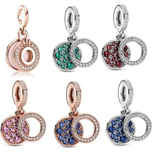 New Pan 925 Silver Shine Crown Fashion Round Pendant For Authentic Pandora Bracelet Women Wedding Romantic Gift