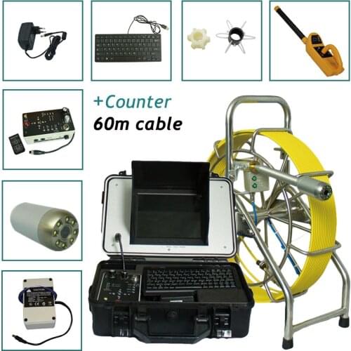 Underwater Sewer Drain Pipe Inspection Video Camera 60M Cable Borescope Endoscope camera 40mm self-leveling with 512Hz receiver