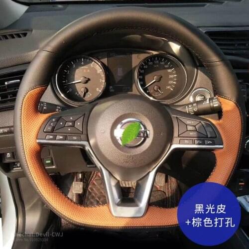 Premium Perforated Leather steering wheel cover for Nissan Sylphy Qashqai hand-stitch Teana Tiida Murano X-TRAIL Auto parts