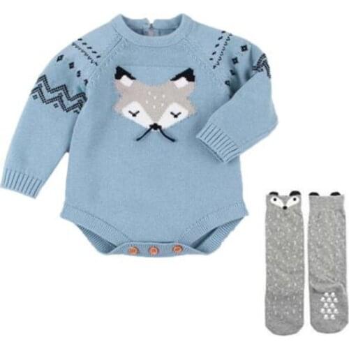 Fox Boys Girls Rompers Clothes Fashion Autumn Winter Baby Romper Cute Cartoon Fox Jumpsuit Baby Boy Girl Clothing Kids Costume