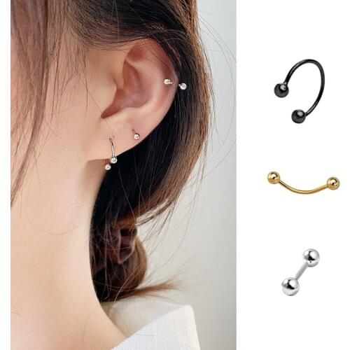 100% Real 925 Sterling Silver Simple Ball Bead Stud Earrings Pierced Cartilage Earrings Sleepable Earrings for Women Men Unisex