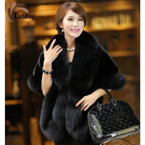 Cotday Fox Fur Rabbit Fur Coat Cape Coat Looks 2021 New Thin Mink Fur Women Autumn And Winter Fur Like Shawl Short Fur Coat