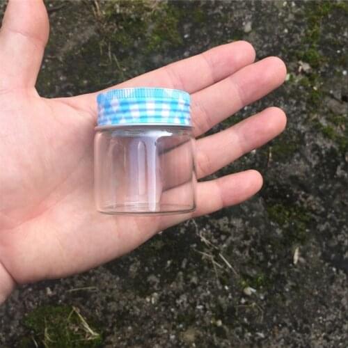 47*50*34mm 50ml Glass Bottles Aluminium Screw Cap Silicone Containers Stopper Empty Jars Glass Food Capsule Liquid Bottles 12pcs