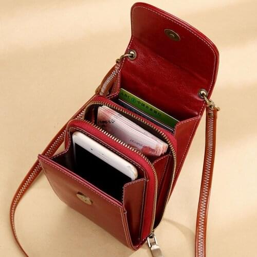 Womens Bags Phone Pocket Genuine Leather Handbags Mini Shoulder Bag Woman Crossbody Bags Small Bags For Phones Bolsa