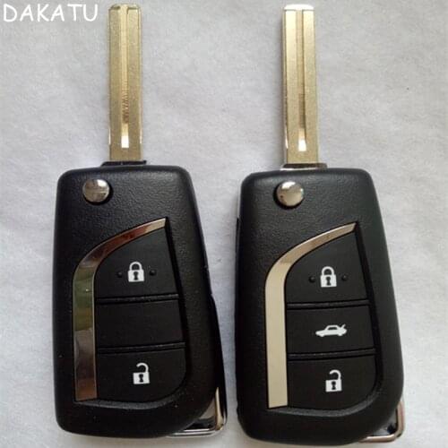 DAKATU Replacement Modified Folding Flip Remote Key Shell Case Fob 2/3 Button for Toyota Crown Reiz Uncut TOY48 Blade