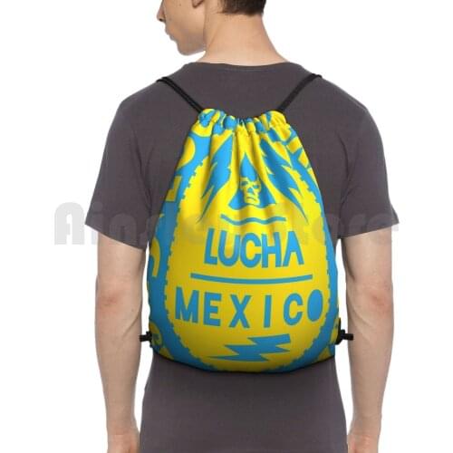 Lucha-Mexico Dos Backpack Drawstring Bags Gym Bag Waterproof Lucha Lucha Libre Sports Color Colorful Pop Typography