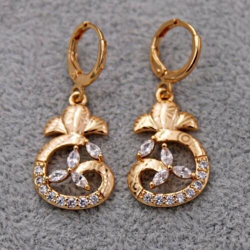 Fashion Gold dangle drop earring Earrings for Womens earrings white zircon dangle Earring Jewelry for Party Wedding Gift