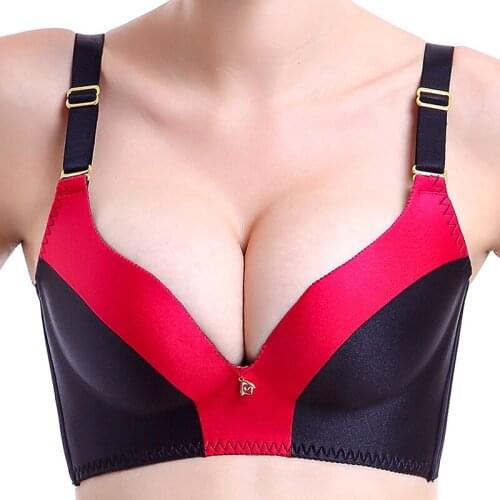 Sexy Seamless Bra For Women double cup super Push Up bra Lingerie Wire Free deep u Bra big size padded thicken cup lady bra