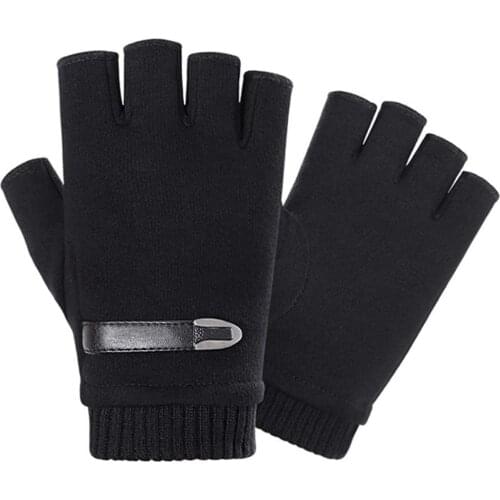 Winter Velvet Gloves Thicken And Keep Warm Showing Fingers Driving Gloves Men And Women Sports Riding Glove
