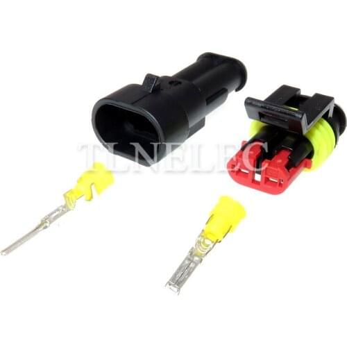 2 Pin Way Male Female AMP Superseal Type Waterproof Electrical Wire Auto Connector Plug 282104-1 282080-2 TE