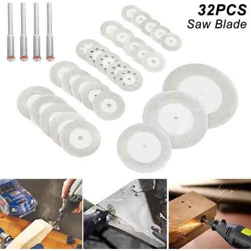 32pcs 16-60 Mm Dremel Accessories Stone Jade Glass Diamond Dremel Cutting Disc Fit Rotary Tool Drills Tool with Two Mandrel