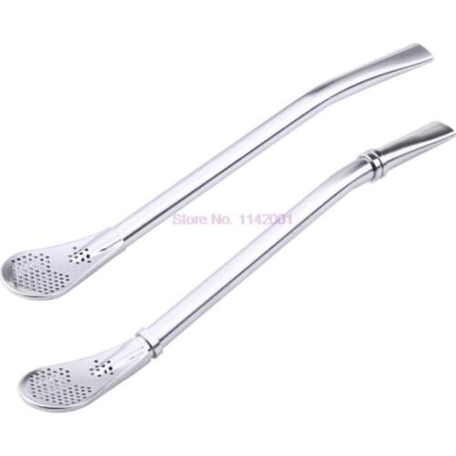 500pcs Stainless Steel Drinking Straw Spoon Tea Filter Yerba Mate Tea Straws Bombilla Gourd Reusable Tea Tools