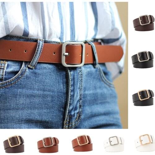 90/100/110cm PU Leather Belt For Women Square Buckle Pin Buckle Jeans Black Belt Chic Fancy Vintage Strap Female