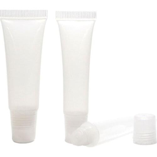 50pcs 8 / 10g tube lip gloss tube lip balm cosmetic packaging transparent empty tube squeeze lip gloss lip gloss oblique mouth