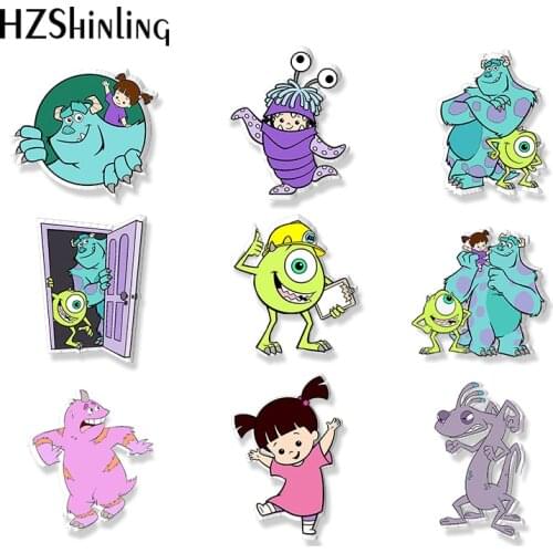 2021 New Kawaii Cartoon Movie Characters Monsters Handcraft Epoxy Resin Brooch Badge Pins