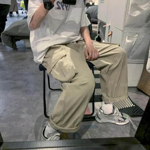 Hip-hop Cargo Pants men women Korean trend summer ankle-length straight pants streetwear high street Harajuku casual trousers