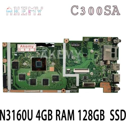 C300SA For Asus Chromebook C300S C300SA Laotop Mainboard C300SA Motherboard W/ N3160U 4GB RAM 128GB SSD