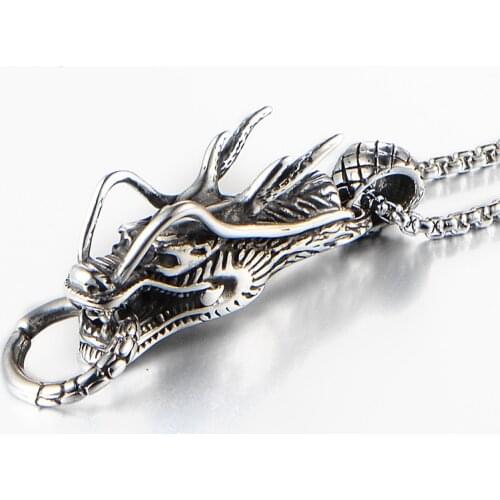 Fashion Dragon Pendant Necklaces & Pendants Silver color Chain Charm Men Jewelry Fashion Necklaces 316L Stainless Steel Gifts