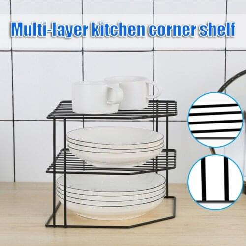 Black Kitchen Storage Rack Holders for Cabinet Corner Shelf Desk Organization Cups Dishes Cupboard Pantry Storage Case cuisine