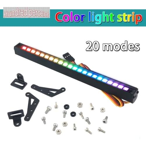 20 modes flicker RC Car Upgrade Parts LED Light Bar Bulbs Roof Lamp for 1/10 RC Crawler Traxxas TRX4 Axial SCX10 90046 D90 TF2