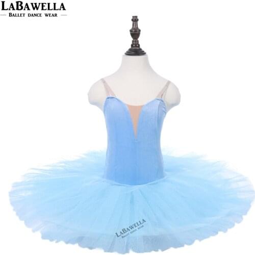 Girl 7layer hard tulle dance studio blue performance stage ballet tutu ballerina pancake dancing leotards show costumesPPL18044E