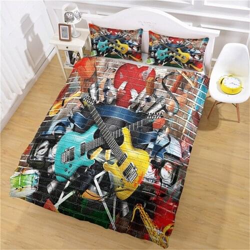 Home Textile Trend Guitar Quilt Cover Universe Starry Sky Bedding and Pillowcase King Size Single Double Bedroom Bed Cover