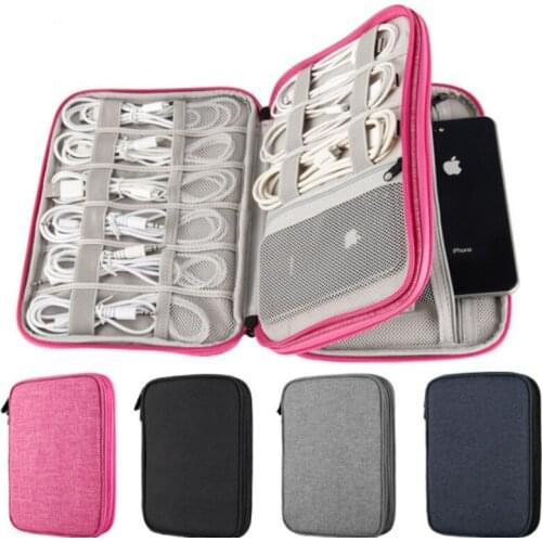 Double Layer Cable Organizer Case USB Data Cable Earphone Wire Pen Power Bank Storage Bags Digital Gadget Travel Kit
