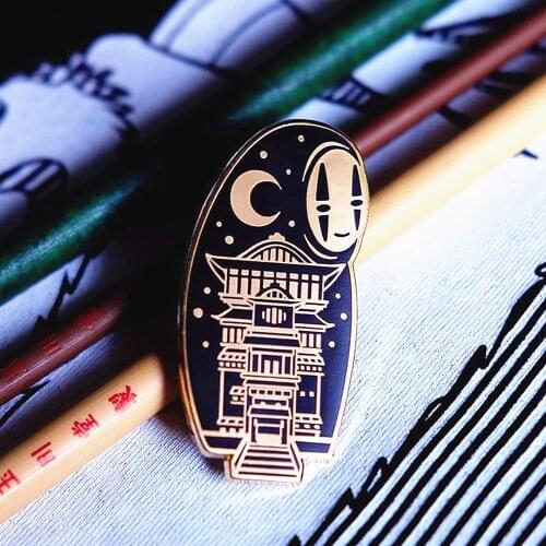 Cute Bathroom No Face Man Enamel Pin Spirited Aways Anime Movie Fans Collectible Gold Medal Brooch Backpack Jewelry Unique Gift