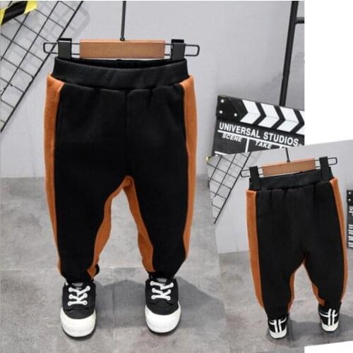 Fleece Pants for Boy Winter Casual Cotton Warm Thick Velvet Full Trousers Kids Casual Sport Striped Pant Teenager Trousers 2-6T