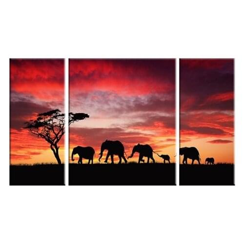 Walking Elephants Canvas Prints Wall Art African Animals Family Pictures Paintings for Bedroom Kitchen Home Decor Drop shipping