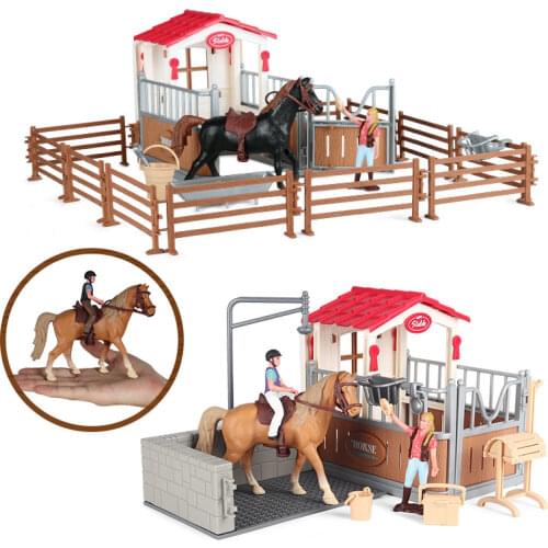 Simulation Horse Animals Farm Stable Horseman Sand Table Action Figure PVC High Quality Emulational Model Toy Kid Gift