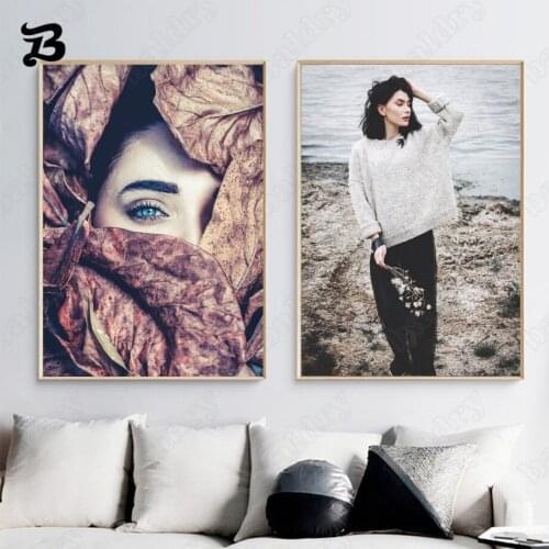 Canvas Painting for Living Room Desert Leaf Woman Natural Scenery Wall Art Abstract Posters and Prints Wall Pictures Home Decor