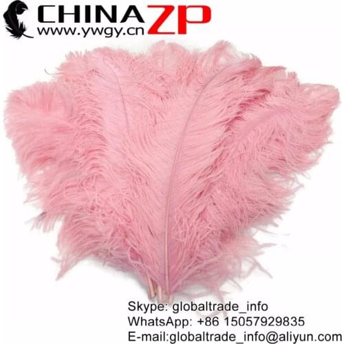CHINAZP Factory 35-40cm(14-16inch) 50pcs/lot Good Quality Baby Pink Ostrich Plumes Feathers for Crafts