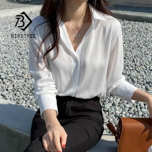 Summer New Arrival Women Casual Office Lady White Shirt Full Sleeve Loose Chiffon Blouse Elegant Korean BF Style Plus Size Tops