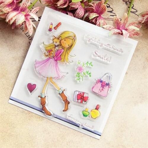 Hot selling Bunny girl transparent clear stamp / silicone seal roller stamp DIY scrapbook album / card production