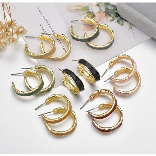 MESTILO 2019 Korean Simple Geometric Letter C Resin Acetate Elegant Small Stud Earrings For Women Girls Party Gift Jewelry Gifts