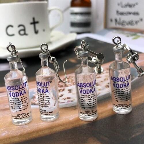 Fashion Cartoon Bottles Earrings Simulation of Mineral Transparent Water Bottles Earrings Fun Handmade Earrings Womens