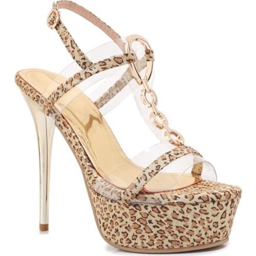 New Arrival Buckle Strap Ultra High Heel Female Sandals Fashion Thin with Waterproof Platform Sequins