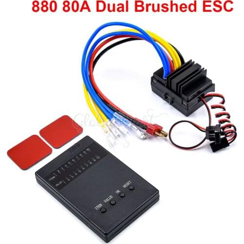 NEW 880 80A Dual Brushed ESC Speed Controller with Program Card For 1/8 1:8 RC Car