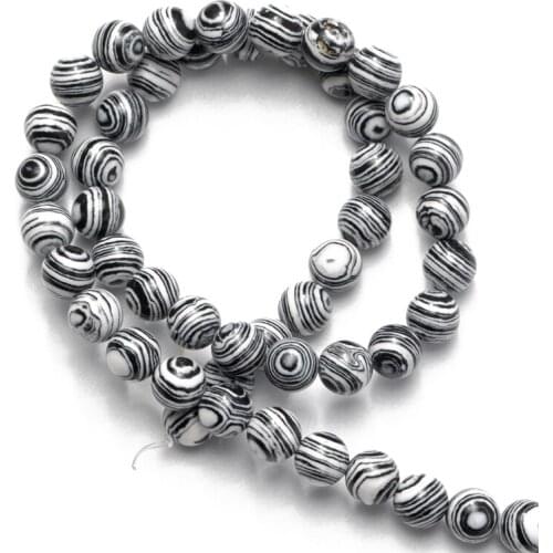 Wholesale Natural Black White Malachite Stone Beads Round Loose Beads Needlework for Jewelry Making DIY Bracelet 4 6 8 10 12mm