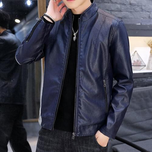 2021 Autumn Spring Mens Leather Coat Jacket Men Faux Leather Outwear Male Slim Fit Morto Clothes Mortocyle Windproof Jacket Q69