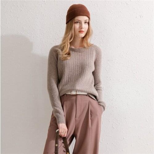 Autumn Women 100% Pure Wool Sweater Cashmere O-Neck Pullover Slim Solid Color Knit Bottoming Shirt Free Shipping Plus Size
