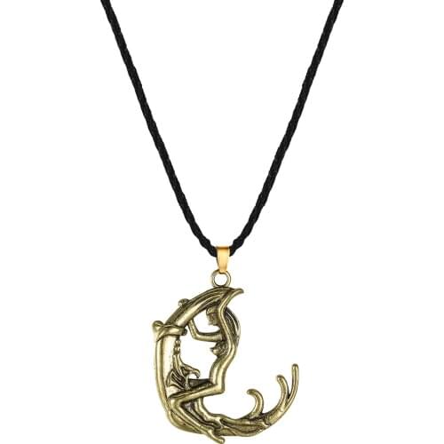 Kinitial Women Retro Charm Godness Necklace Trendy Branch Moon Pendants Necklaces Fashion Amulet Statement Jewelry