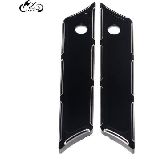 Pair CNC Aluminum Black Saddlebag Latch Cover Decoration For Harley Touring Street Electra Glide 14-20 CVO