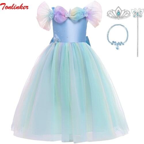Girls Party Dress Princess Costume Kids Snow White Halloween Annas Elza Costume Girl Butterfly Princess Dress Christmas Dress