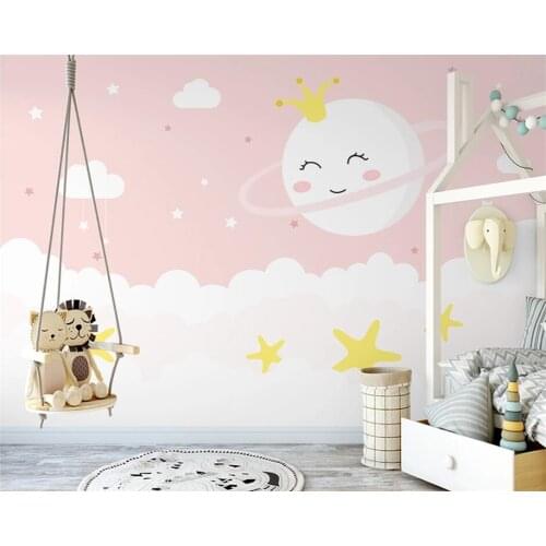 Beibehang Customized modern Nordic hand-painted valley hot air balloon childrens room background papel de parede 3d wallpaper
